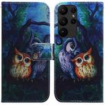 For Samsung Galaxy S23 Ultra 5G Coloured Drawing Flip Leather Phone Case(Oil Painting Owl)