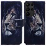 For Samsung Galaxy S23 Ultra 5G Coloured Drawing Flip Leather Phone Case(Lion)
