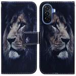 For Huawei nova Y70 Plus Coloured Drawing Flip Leather Phone Case(Lion)
