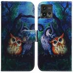 For Motorola Moto G72 Coloured Drawing Flip Leather Phone Case(Oil Painting Owl)