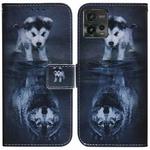 For Motorola Moto G72 Coloured Drawing Flip Leather Phone Case(Wolf and Dog)