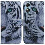For OPPO A17 Coloured Drawing Flip Leather Phone Case(Tiger)