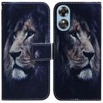 For OPPO A17 Coloured Drawing Flip Leather Phone Case(Lion)