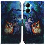For Realme C33 Coloured Drawing Flip Leather Phone Case(Oil Painting Owl)
