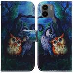 For Xiaomi Redmi A1+ Coloured Drawing Flip Leather Phone Case(Oil Painting Owl)