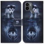 For Xiaomi Redmi A1+ Coloured Drawing Flip Leather Phone Case(Wolf and Dog)