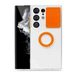 For Samsung Galaxy S23 Ultra 5G Sliding Camera Cover Design Phone Case with Ring Holder(Orange)