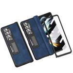 For Samsung Galaxy Z Fold4 Napa Texture All-inclusive Phone Case(Blue)