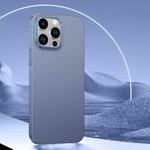 For iPhone 14 Rhombus Metal Lens Skin Frosted Phone Case(Sierra Blue)