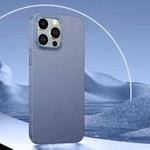 For iPhone 14 Plus Rhombus Metal Lens Skin Frosted Phone Case(Sierra Blue)