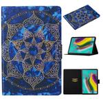 For Galaxy Tab S6 Lite P610 / P615 Coloured Drawing Pattern Horizontal Flip Leather Case with Holder & Card Slot(Blue Mandala)