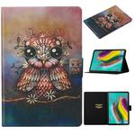 For Galaxy Tab S6 Lite P610 / P615 Coloured Drawing Pattern Horizontal Flip Leather Case with Holder & Card Slot(Owl)