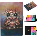For Galaxy Tab A 10.1 (2019) T515 / T510 Coloured Drawing Pattern Horizontal Flip Leather Case with Holder & Card Slot(Owl)