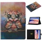 For Huawei MediaPad T5 Coloured Drawing Pattern Horizontal Flip Leather Case with Holder & Card Slot(Owl)