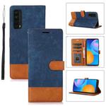 For Huawei P Smart 2021 Splicing Leather Phone Case(Dark Blue)