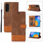For Huawei P Smart 2021 Splicing Leather Phone Case(Brown)