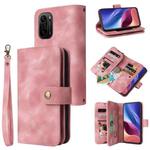 For Xiaomi Redmi K40 / Poco F3 Multifunctional Card Slot Zipper Wallet Leather Phone Case(Rose Gold)