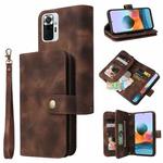 For Xiaomi Redmi Note 10 Pro 4G Multifunctional Card Slot Zipper Wallet Leather Phone Case(Brown)