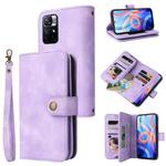 For Xiaomi Redmi Note 11 5G Multifunctional Card Slot Zipper Wallet Leather Phone Case(Purple)