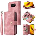 For Xiaomi Poco X3 NFC Multifunctional Card Slot Zipper Wallet Leather Phone Case(Rose Gold)