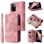 For Xiaomi Redmi Note 11 Global Multifunctional Card Slot Zipper Wallet Leather Phone Case(Rose Gold)