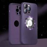 For  iPhone 14 AG Frosted MagSafe Glass Phone Case(Dark Purple)