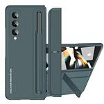 For Samsung Galaxy Z Fold4 2 in 1 Detachable PC Folding Phone Case with Holder & Pen Slot(Grey Green)