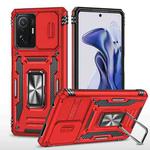 For Xiaomi 11T Armor PC + TPU Camera Shield Phone Case(Red)