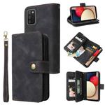 For Samsung Galaxy A02s EU Version Multifunctional Card Slot Zipper Wallet Leather Phone Case(Black)