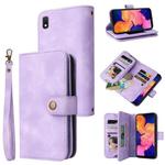 For Samsung Galaxy A10 Multifunctional Card Slot Zipper Wallet Leather Phone Case(Purple)