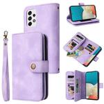 For Samsung Galaxy A23 4G Multifunctional Card Slot Zipper Wallet Leather Phone Case(Purple)