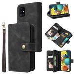 For Samsung Galaxy A51 4G Multifunctional Card Slot Zipper Wallet Leather Phone Case(Black)