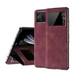 For Xiaomi Mix Fold 2 Celebrity Series Napa Texture Shockproof Phone Leather Case(Wine Red)