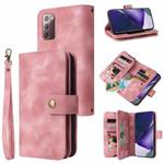 For Samsung Galaxy Note20 Multifunctional Card Slot Zipper Wallet Leather Phone Case(Rose Gold)