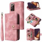 For Samsung Galaxy Note20 Ultra Multifunctional Card Slot Zipper Wallet Leather Phone Case(Rose Gold)