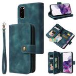 For Samsung Galaxy S20 Multifunctional Card Slot Zipper Wallet Leather Phone Case(Blue)