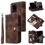 For Samsung Galaxy S20 Ultra Multifunctional Card Slot Zipper Wallet Leather Phone Case(Brown)