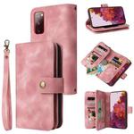 For Samsung Galaxy S20 FE Multifunctional Card Slot Zipper Wallet Leather Phone Case(Rose Gold)