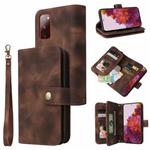 For Samsung Galaxy S20 FE Multifunctional Card Slot Zipper Wallet Leather Phone Case(Brown)