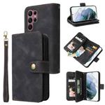 For Samsung Galaxy S22 Ultra 5G Multifunctional Card Slot Zipper Wallet Leather Phone Case(Black)