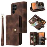 For Samsung Galaxy S23 Ultra 5G Multifunctional Card Slot Zipper Wallet Leather Phone Case(Brown)