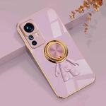 For Xiaomi 12T Pro 6D Plating Astronaut Ring Kickstand Phone Case(Light Purple)