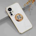 For Xiaomi 12T 6D Electroplating Ring Kickstand Phone Case(White)