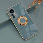 For Xiaomi 12T 6D Electroplating Ring Kickstand Phone Case(Grey)