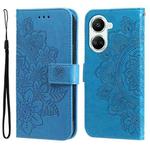 For Huawei nova 10 SE 7-petal Flowers Embossing Leather Phone Case(Blue)