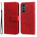 For Huawei nova 10 Pro 7-petal Flowers Embossing Leather Phone Case(Red)