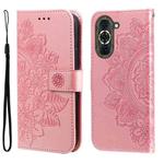 For Huawei nova 10 Pro 7-petal Flowers Embossing Leather Phone Case(Rose Gold)