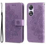 For OPPO A58 5G 7-petal Flowers Embossing Leather Phone Case(Light Purple)