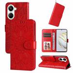 For Huawei nova 10 SE Embossed Sunflower Leather Phone Case(Red)