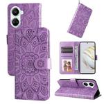 For Huawei nova 10 SE Embossed Sunflower Leather Phone Case(Purple)